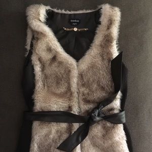 Bebe Faux fur belted vest